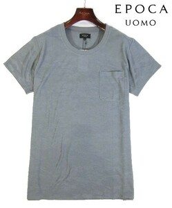 E水05328新品▼ エポカ ウォモ EPOCA UOMO クルーネック 半袖カットソー 【 L 】 半袖Tシャツ 胸ポケット Tシャツ 形態安定性 グレー系