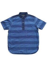 サイズ：48　美品　日本製　Nigel Cabourn ナイジェル・ケーボン　半袖シャツ　プルオーバーシャツ　インディゴ　P.O.H シャツ