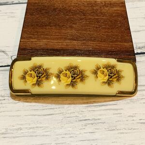 SunVioletWinny 日本製 ヴィンテージバレッタ バラ模様 薔薇〈used 美品〉サンバイオレットウィニー ヘアアクセサリー 大きめ　CR-I1②