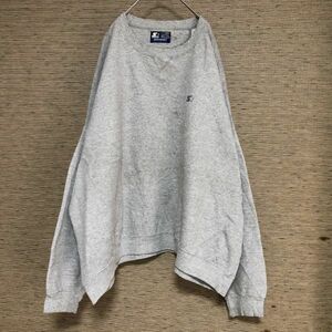 スターター スウェット　刺繍ロゴ　ワンポイントロゴ　3XL　無地　グレーB 裏起毛　古着　人気　入手困難　激レア　太アーム　starter