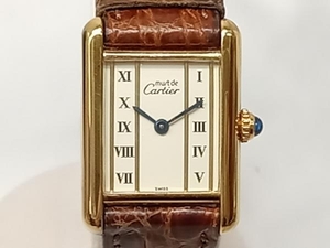 【ジャンク】 【BOX・国際保証書付】Cartier カルティエ マストタンクヴェルメイユ 37469 ケース925 クォーツ 腕時計