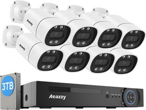【800万画素・顔検出・双方向音声】AEAZZY 800万画素 防犯カメラ 8台セット 8MP POE給電カメラ 8ch H.265 4Kレコーダー 8台まで増設可