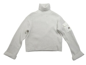 サイズS■新品 本物■モンクレール/COLLO ALTO TRICOT/ロゴ付きポケット タートルネックニットセーター/ハイネック/レディース/MONCLER/白