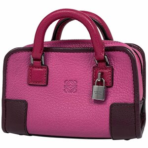 ロエベ LOEWE マイクロミニ アマソナ 2WAY ショルダーバッグ ハンドバッグ レザー ピンク レディース 【中古】