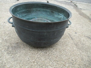 古い　煎茶道具　火鉢　真 　外径約36.7ｘＨ23cm　 重さ約5kg 古民具古道具 アンティークレトロ 　　（Ｚ）