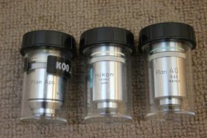 Nikon Plan 40/M Plan 100/Plan Apo 100 ニコン 顕微鏡レンズ 3本 現状品