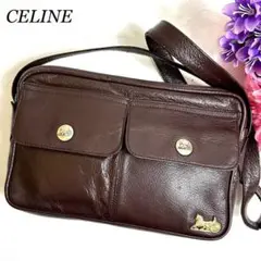 良品✨CELINE セリーヌ ショルダーバッグ 馬車金具 レザー ブラウン 茶色