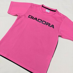 +AR35 DIADORA ディアドラ 140 女の子 女子 半袖 Tシャツ カットソー ピンク 黒 スポーツ ウェア トレーニング