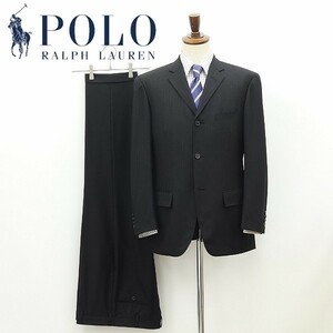 国内正規品◆POLO RALPH LAUREN ポロ ラルフ ローレン ストライプ柄 3釦 スーツ セットアップ 黒 ブラック AB5