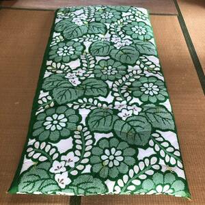 レトロ 敷き布団 98×187 シングル 綿 和式 和風 花柄 緑 ①