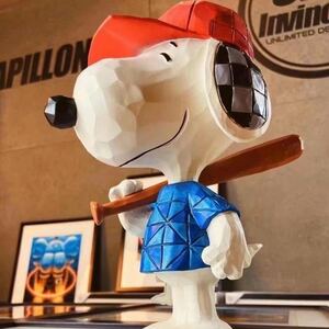 ピーナッツフレンズ　野球スヌーピー　木彫風　フィギュア　コレクション　アートトイ　エネスコ　正規品　送料込み　Snoopy