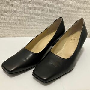 【未使用/展示品】 RIZ GRANDPRIX リズ スクエアトゥ パンプス 日本製 サイズ:24 EEブラック 黒 レザー 冠婚葬祭