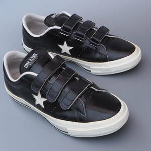 美品!! US 9 1/2 / 28cm 定番 converse ワンスター ベルクロ 黒x白 レザー ONESTAR V-3