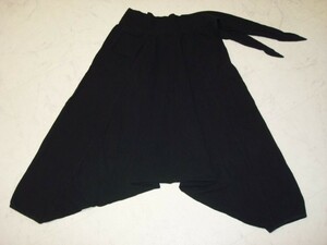 ● 個性的 アジアンデザイン 綿100% 織り タイランド製 レディース サルエルパンツ ゆったり 股広 巻きリボン 黒 ブラック パンツ ボトムス