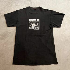 オールドゴースト old ghosts grigley ビンテージ 90s コピーライト Tシャツ L程 ブラック 黒 MENACE TO SOBRIETY スケボー スケーター sk8