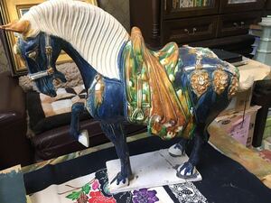 【置物】馬　競馬　陶器　豪華　[Figurine] Horse horse racing pottery luxury [公仔]陶器豪