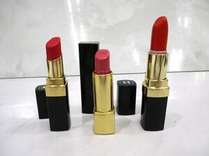 【4-150】CHANEL シャネル ROUGE COCO SHINE/ROUGE ALLURE/ ROUGE A LEVRES 3点おまとめ 口紅 コスメ