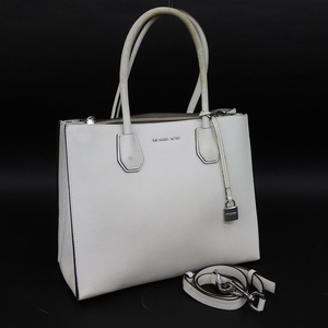 1円 ■ マイケルコース 2WAYバッグ レザー ホワイト系 エレガント ショッピング MICHAEL KORS ■E.Bspi.tI-28