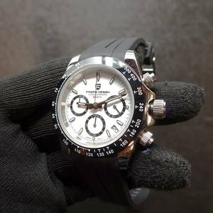 送料無料・新品・パガーニデザイン・メンズ・セイコー製VK63クロノグラフクオーツ式腕時計・オマージュウオッチ・ラバーストラップPD-1644 