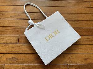■美品■Christian Dior クリスチャンディオール 横型リボン付きショップバッグ (白)