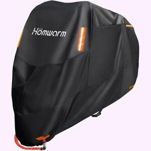 Homwarm ブラック XXXL 収納バッグ付き 紫外線防止 防水 300D厚手 バイクカバー 3