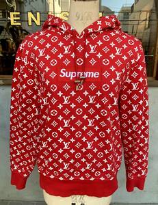 ★コラボ★Louis Vuitton★Supreme★ルイヴィトン★シュプリーム★モノグラム★赤★白★パーカー★メンズ★レディース★サイズ★S★