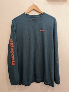 パタゴニア PATAGONIA メンズ Mサイズ メンズ ロング スリーブ テキスト ロゴ レスポンシビリティー 長袖Tシャツ ロンT 青緑