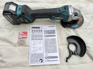 中古 OH済み makita マキタ 18V 充電式 ディスクグラインダー GA412D 100mm も 125mm も使えます 純正 バッテリー (BL1850) 残量表示 付き