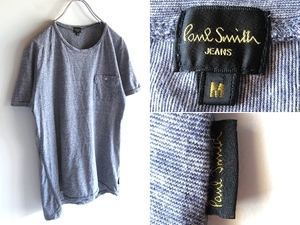 ネコポス対応 Paul Smith JEANS ポールスミス ジーンズ ロゴピスネーム カラーネップコットン ポケットTシャツ カットソー M 杢ネイビー