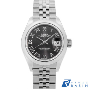 ロレックス デイトジャスト28 279160 ダークグレー ローマ 5列 ジュビリーブレス ランダム番 中古 レディース 腕時計