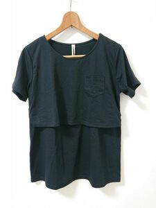 授乳対応 半袖 Tシャツ マタニティLL ブラック 【KIY-500】