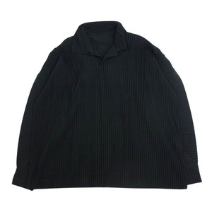 HOMME PLISSE ISSEY MIYAKE オム プリッセ イッセイミヤケ プリーツ スキッパー 長袖 ポロシャツ ダークグレー系 3【中古】