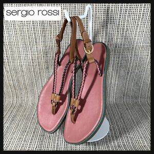 【美品】イタリア製 SERGIO ROSSI セルジオロッシ フラット トング サンダル バックストラップ