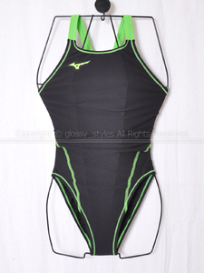 K1727-41■新品箱付 mizuno ミズノ EXER SUITS エクサスーツ ミディアムカット 練習用競泳水着 N2MA826093 ブラック×ライム L