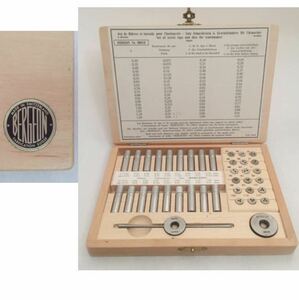 希少!BERGEON No 30010 ベルジョン タップ＆ダイスセット 時計工具 スイス 木製ケース ネジ切り 修理 工具 時計