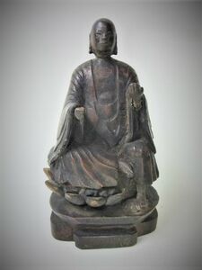 ■骨董 仏具 木造 手彫 延命地蔵尊 文久2壬戌年（1862年）158年前 保存箱■