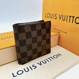 2763【美品】LOUIS VUITTON ルイヴィトン ダミエ ポルトフォイユ マルコ 二つ折り財布 小銭入れ付 ウォレット N61675/CA4029