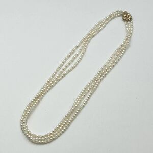 [A106] ベビーパール 珠φ約3.0〜3.2mm 3連 ネックレス K14YG 金具 真珠 