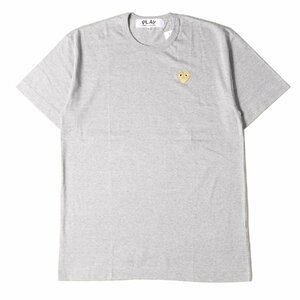 COMME des GARCONS コムデギャルソン Tシャツ サイズ:XXL ゴールド ハート ワッペン クルーネック AZ-T216 AD2020 PLAY プレイ グレー