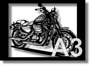 ハーレー・ダビッドソン(Harley‐Davidson) スポーツスターXL883Rの切り絵　【A3サイズ】[B3-006]