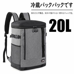 クーラーボックス リュック型 20L 保冷バッグ スクエア リュック型 クーラーバッグ グレー 736