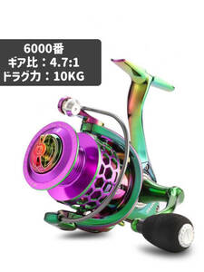 FR-326【送料無料】フィッシング リール スピニングリール 6000番 汎用品 4+1BB 釣り 4.7：1 最大ドラグ力10KG ジギング のませ釣り 餌釣り