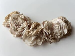 貴重 19世紀末 フランスアンティーク 薔薇の布花 ピンク / 少女用ストローハット