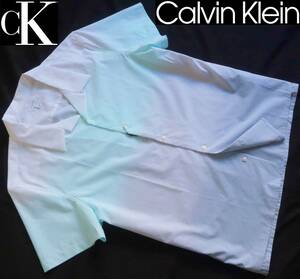 新品★カルバンクライン★爽やかな グラデーション オープンシャツ★コットンシャツ 半袖シャツ XL★CK CALVIN KLEIN☆152