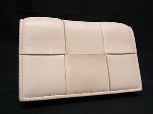 1円 ■美品■ BOTTEGA VENETA ボッテガヴェネタ マキシイントレチャート レザー カードケース カード入れ 名刺入れ ライトピンク系 AW4236