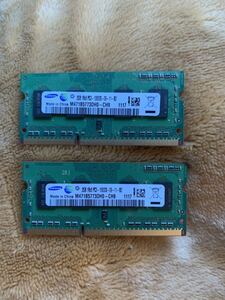 ノートPC用メモリ SAMSUNG 2GB 1Rx8 PC3-10600S 2GBX2 計：4GB 中古 7
