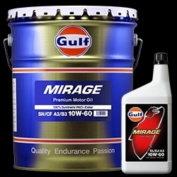 送料無料！　Gulf　MIRAGE　ガルフ　ミラージュ　10W-60　100％合成油　100% Synthetic　 20L缶 　エンジンオイル