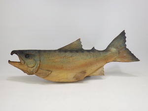 h4D096Z1 木彫 彩色 鮭 サケ 置物 飾り オブジェ