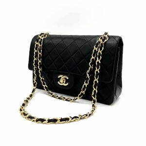 1円 良品 CHANEL シャネル マトラッセ ターンロック ココマーク ラムスキン チェーン ショルダー バッグ dD0402N