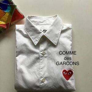 【送料無料】COMME des GARCONS コムデギャルソン プレイ SHIRT 長袖シャツ ハート ワッペン ホワイト M